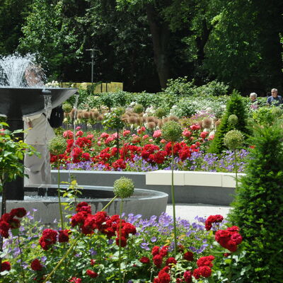 Bild vergrößern: Rosarium mit Springbrunnen