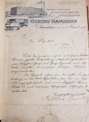 Bild vergrößern: Überlassungsschreiben über das erste Telefon von G. A. Ramdohr an die Stadt Aschersleben