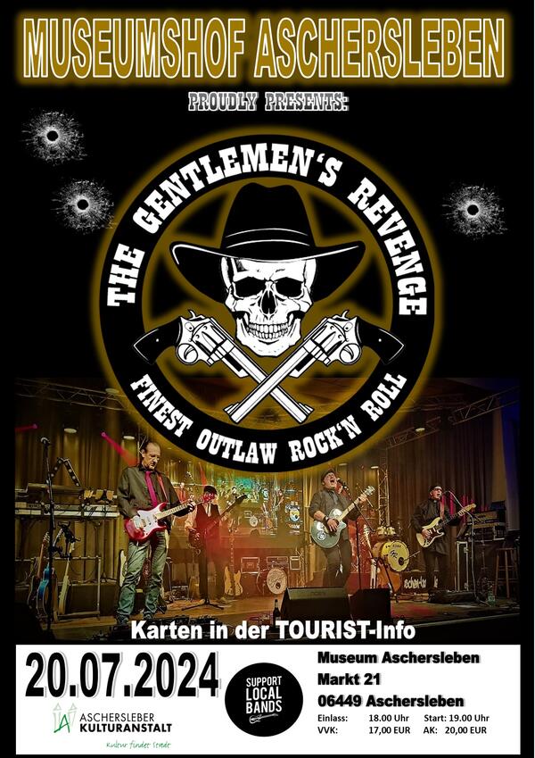 Bild vergrößern: Die Rock`n Roll Band "The Gentlemen's Revenge" spielt im Museumshof Aschersleben.