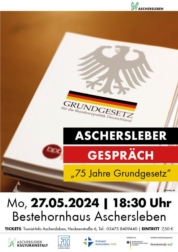 Bild vergrößern: Das Aschersleber Gespräch zum Thema "75 Jahre Grundgesetz" am 27. Mai im Bestehornhaus Aschersleben.